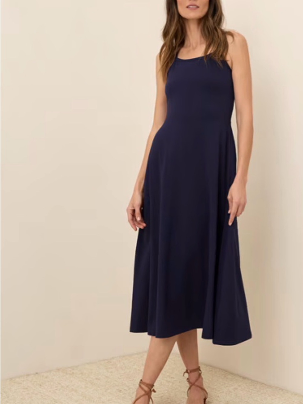 Pact Maxi Dress Womens XS Navy Organic Cotton Strappy Cross Back Long Casual
